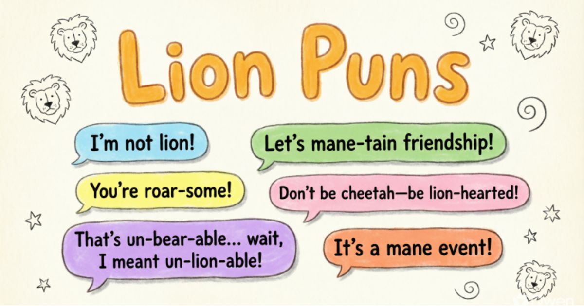 440 Lion Puns and Jokes for Captions, Kids, Birthdays & More 🦁😂